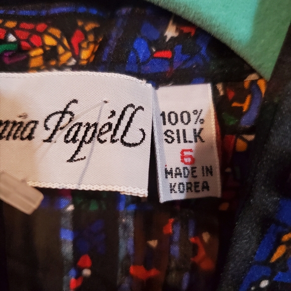 Vintage Adrianna Papell stained glass printed silk blouse size 6 - Picture 8 of 12